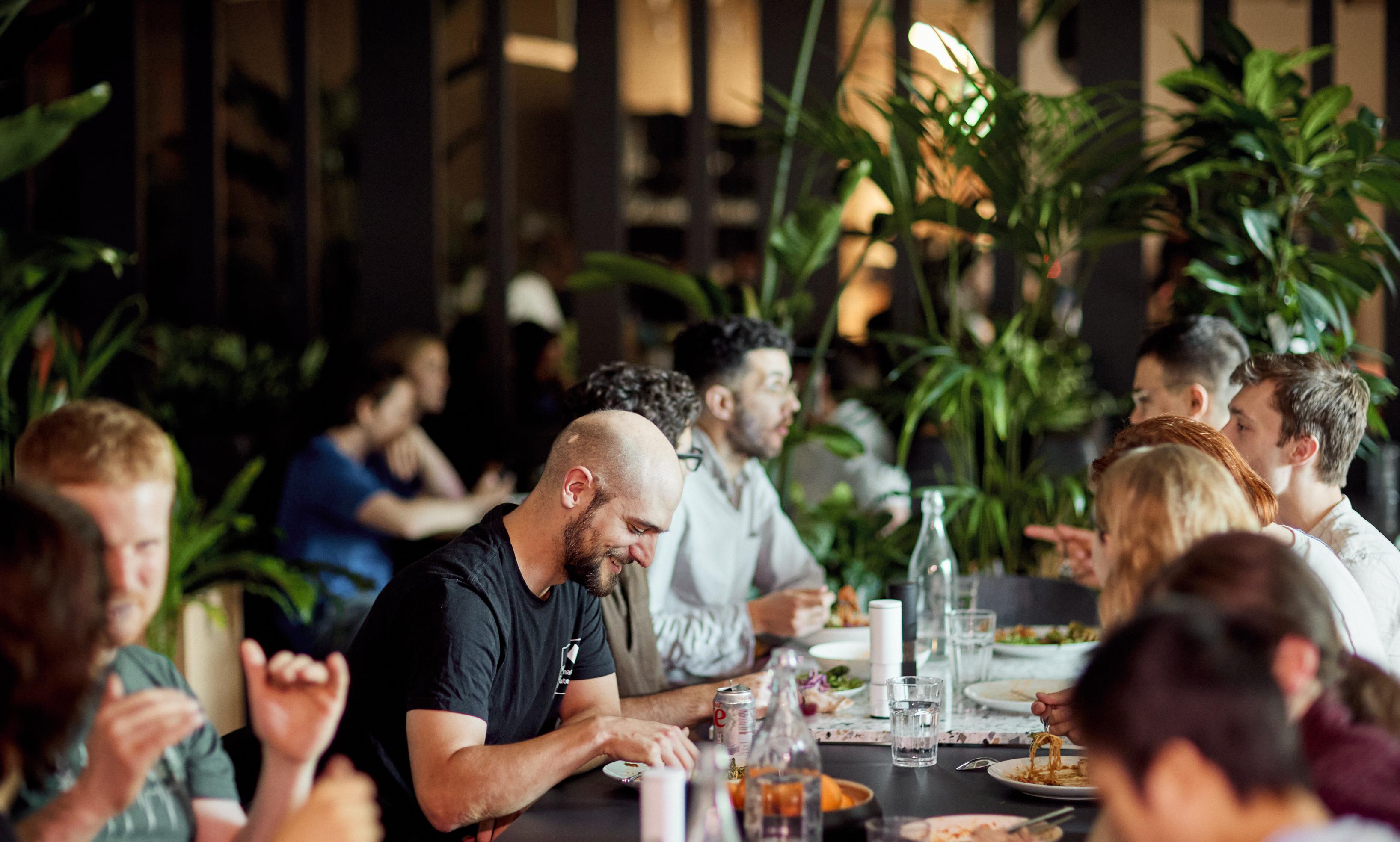 Communal dinner at Trajan House